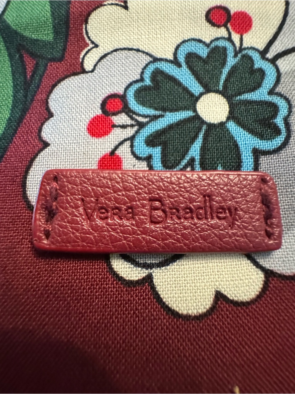 Vera Bradley Floral Crossbody Wallet with Pink Leather Logo Patch